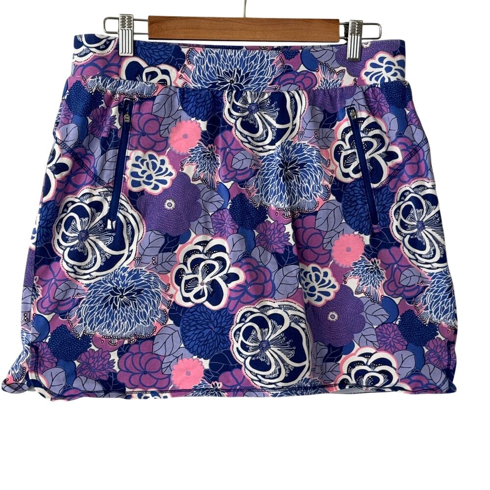 T by Talbots Watercolor Floral Purple Golf Skort Womens size Large Petite